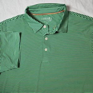 Maelreg Performance Polo Shirt Mens Large Green Striped‎ Vacation Golf